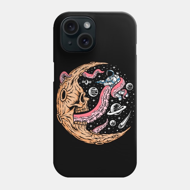 Astronaut Battling a Dead Crescent Moon with Tentacles Phone Case by SLAG_Creative