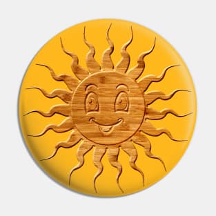 Cute Wood Carved Sun Face Drawing Pin