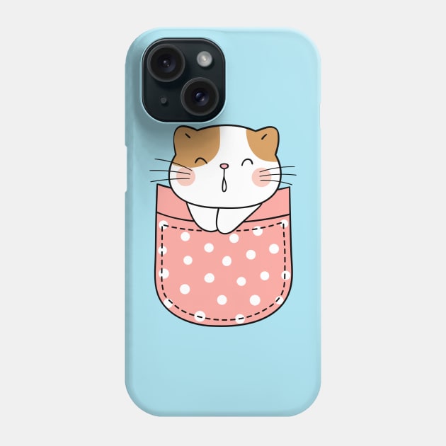 Cute Pocket Kitty V3 Phone Case by Stupid Coffee Designs