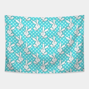 Blue Polk-a-dot Bunny Pattern Tapestry