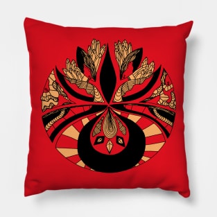 Red and Cream Abstract Motif Pillow