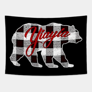 Black And White Buffalo Plaid Yiayia Bear Shirt Matching Pajama Family Tapestry