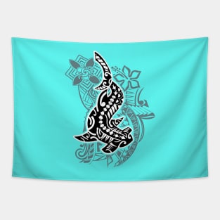 Hawaiian Tribal Hammerhead Shark Tapestry