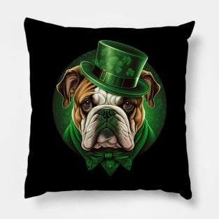 Bulldog St Patrick's Day Pillow