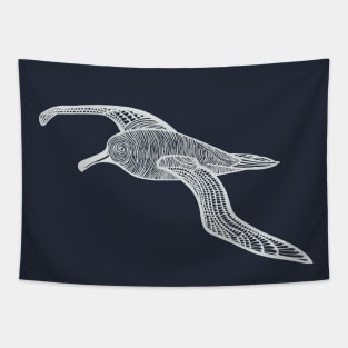 Sooty Albatross Ink Art - cool native bird design - on dark blue Tapestry