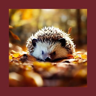 Hedgehog on autumn leaves T-Shirt