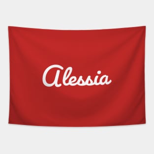 Alessia Typography White Cursive Script Tapestry