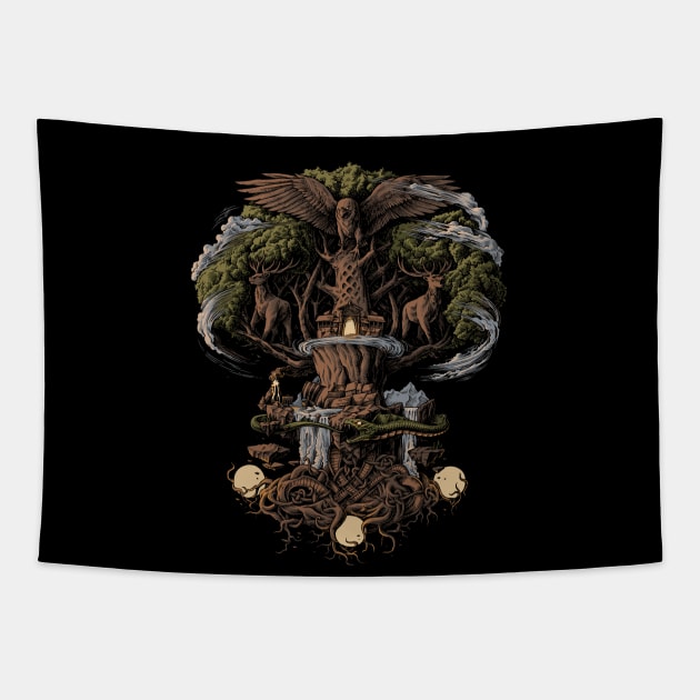 Yggdrasil Norse Mythology Viking Pagan Tree of Life Tapestry by Blue Pagan