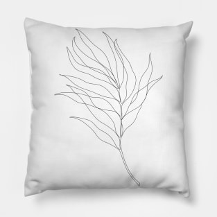 Leaves art print. Scandinavian art, Minimalist line illustration Pillow