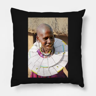 Happy Maasai (or Masai) Woman, East Africa Pillow