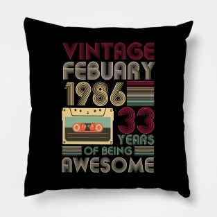 vintage february 1986 33 years gift Pillow