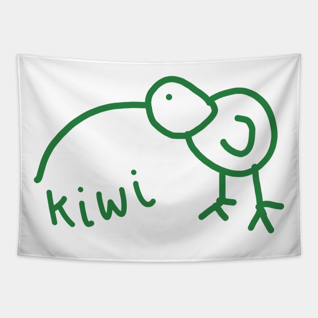 Funny Kiwi Doodle Green Tapestry by ellenhenryart