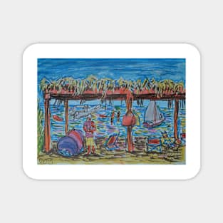 Watercolor Sketch - Beach Gazebo. Sicily, 2013 Magnet