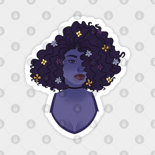 Curly hair purple Magnet by amys_warehouse 