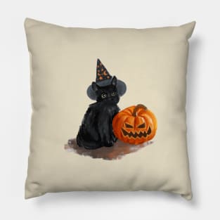 Witchy Cat & Mr.Pumpkin Pillow