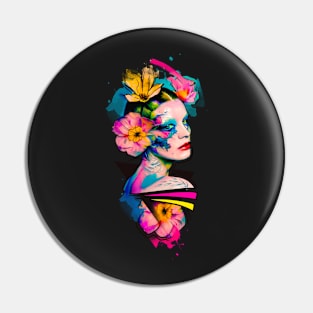 Abstract lady with flowers Pin