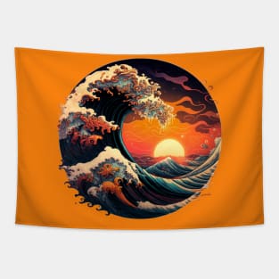 Sunset Great Waves Tapestry