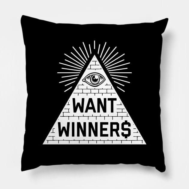 Eye Want Winners - Black Pillow by KFig21