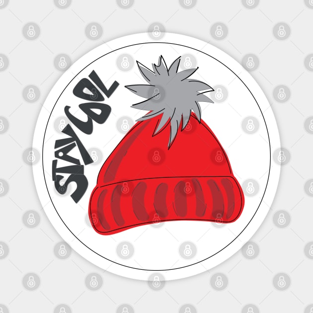 Whimsical cartoon toque with Stay Cool illustrated text Magnet by Angel Dawn Design