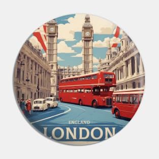 London England Double Decker Bus Vintage Travel Tourism Pin