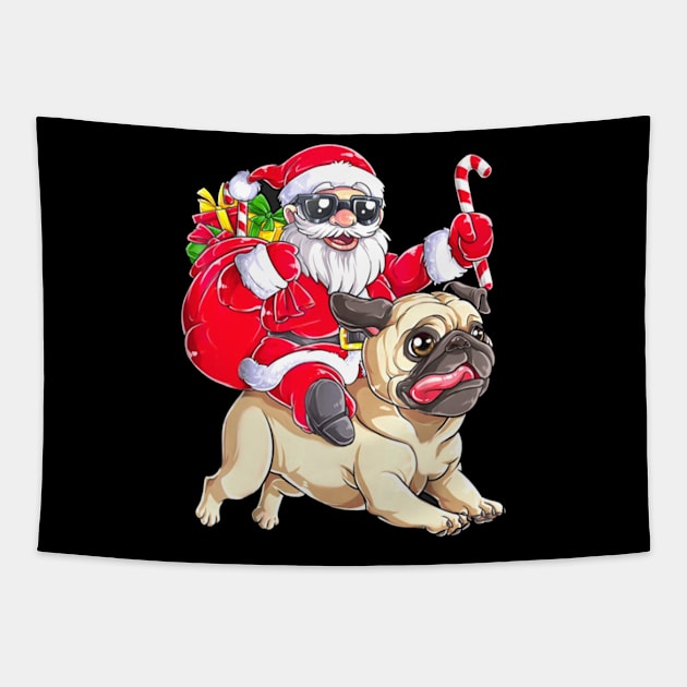 Santa and dog christmas Tapestry by Risset