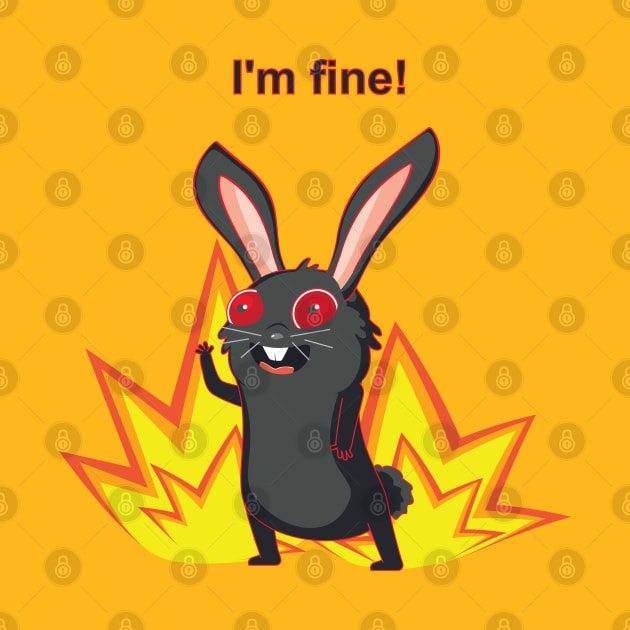 Everything is fine meme with black rabbit by AnnArtshock