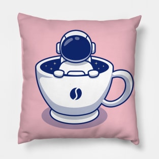 Cute Astronaut On Cup Of Coffee Pillow