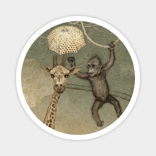 Monkey and giraffe Magnet