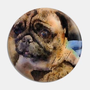 Pug Watercolor Pin