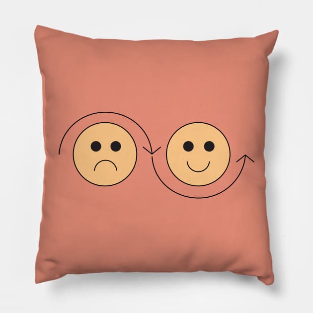 Turn That Frown Upside Down Pillow by Cosmic-Fandom