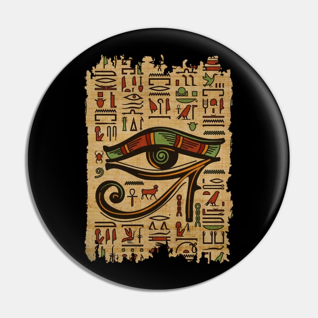 Egyptian Eye of Horus Ornament on papyrus Pin by Nartissima