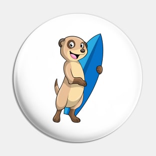 Meerkat as Surfer with Surfboard Pin
