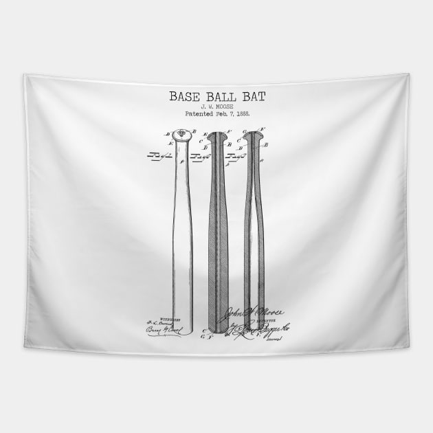 BASEBALL BAT patent Tapestry by Dennson Creative