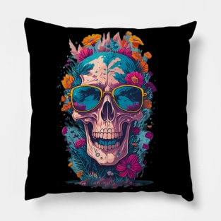 flower skull Pillow