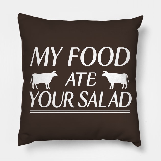 Carnivore Diet Food Funny Cow Meat Eaters Pillow by Mellowdellow