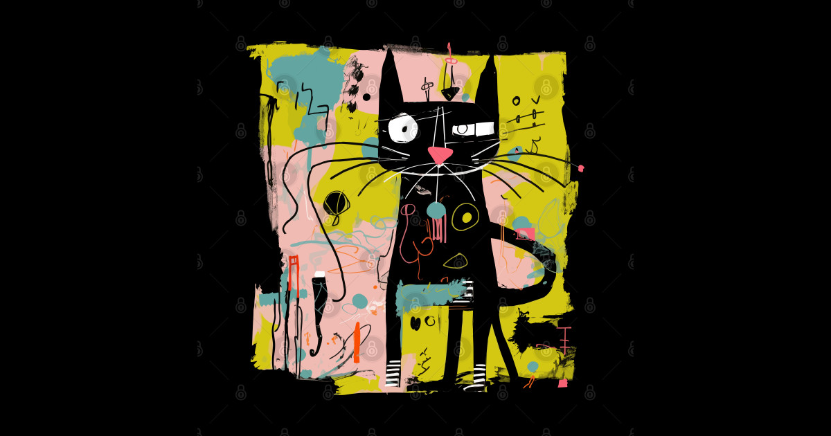 Neoexpressionism Cat Cat Sticker TeePublic