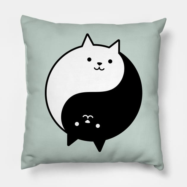 Yin Yang Cats Pillow by LoenaStudio