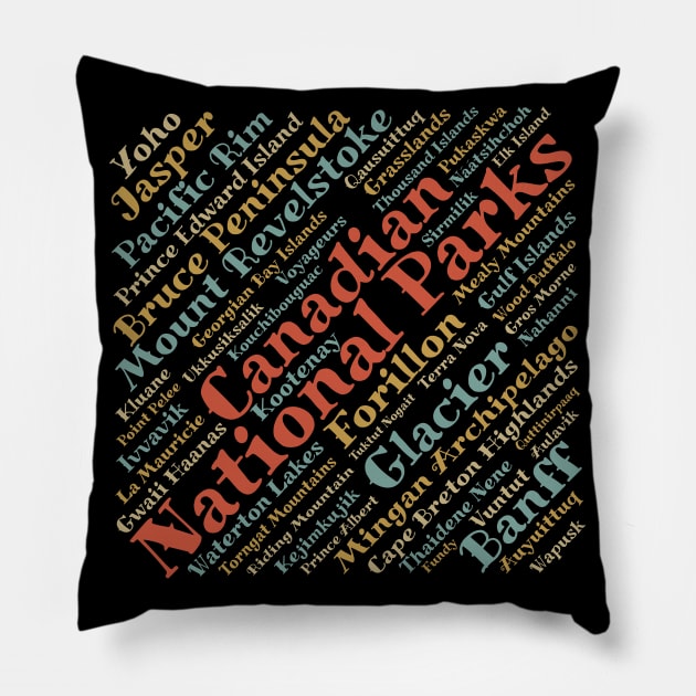 Canadian National Parks List Pillow by Pine Hill Goods