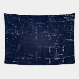 Yakovlev Yak3 Blueprint Tapestry