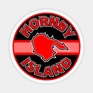 Hornby Island Classic Round Design - Bold Crimson Red - Hornby Island Magnet