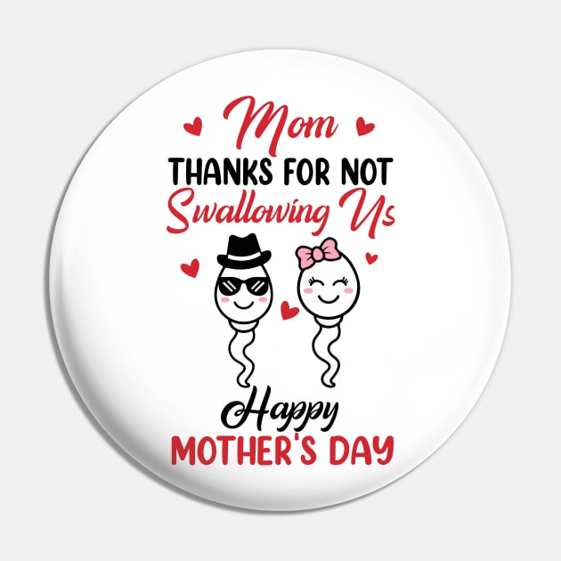 Thanks For Not Swallowing Us Happy Mother's Day Pin by artbyhintze