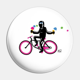 Cute ninja on a pink biking losing the ice cream! Pin