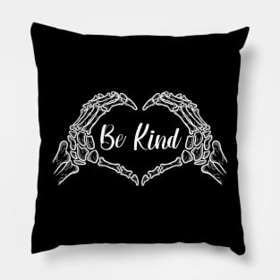 Be Kind Skeleton Heart Hands Pillow