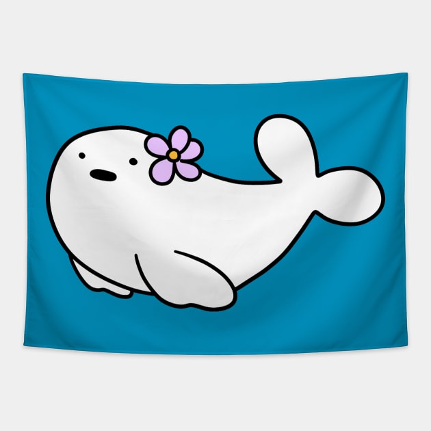 Flower Baby Harp Seal Tapestry by saradaboru