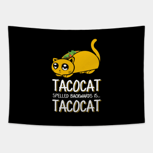 'Tacocat Spelled Backwards Is...' Cool Cats Taco Gift Tapestry