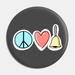 Peace Love Handbells (simple symbols variant) Pin