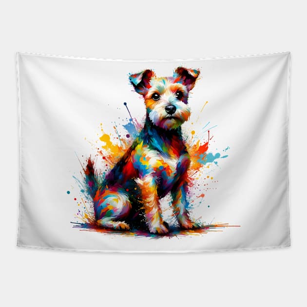 Teddy Roosevelt Terrier in Vivacious Splash Art Tapestry by ArtRUs