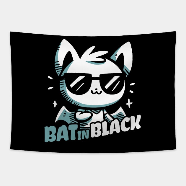 Bat in Black Night Life Tapestry by DoodleDashDesigns