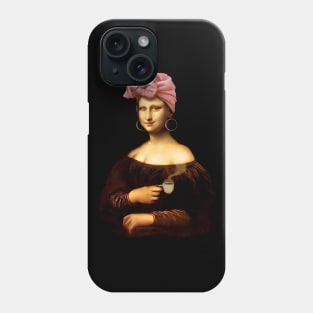 Lady Mona Lisa Drinking Coffee Phone Case