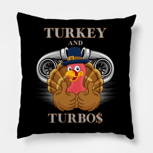 Turkey And Turbos Funny Thanksgiving Cool Twin Turbos Racing Pillow